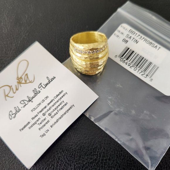 RIVKA FRIEDMAN Wide Hammered Band Ring - Size 8 - Picture 6 of 6